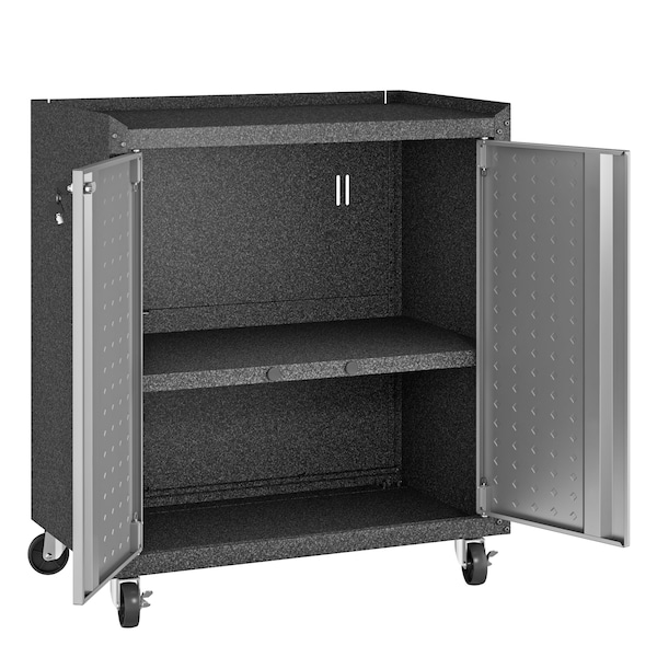 Manhattan Comfort Fortress 1.0 Mobile Garage Cabinet, Gray, Steel - 14GMC