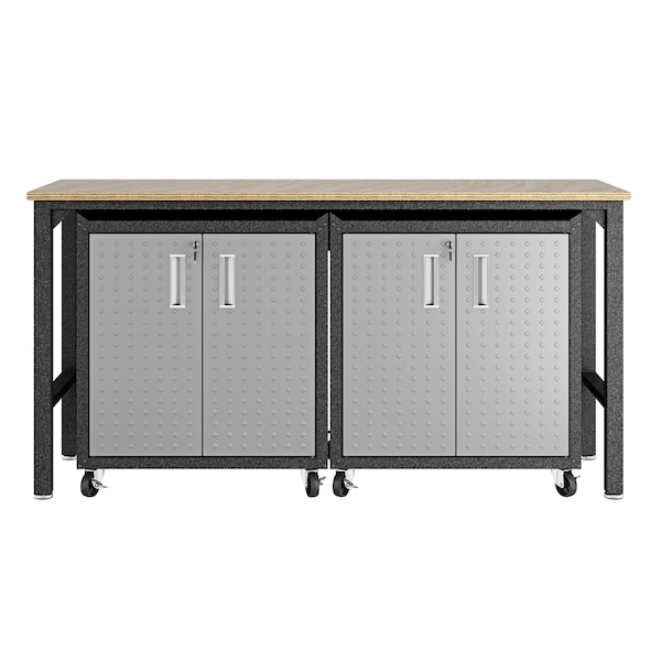 Manhattan Comfort Fortress 1.0 Mobile Garage Cabinet, Gray, Steel - 14GMC
