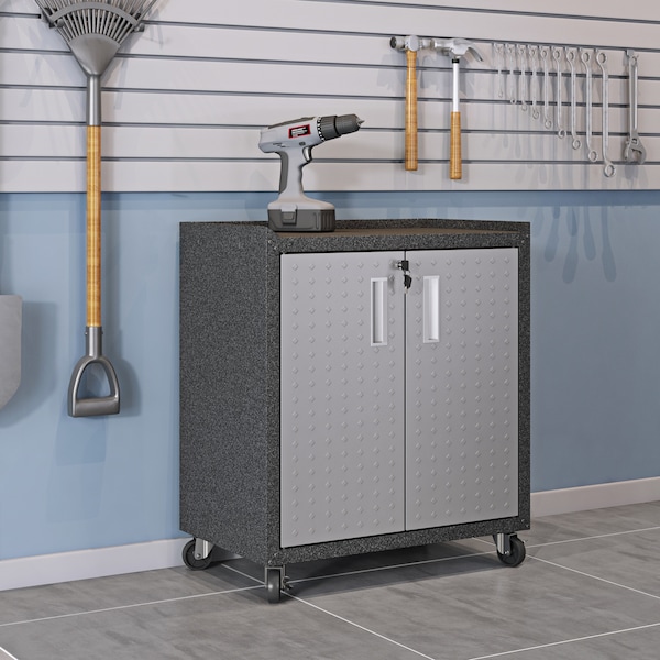 Manhattan Comfort Fortress 1.0 Mobile Garage Cabinet, Gray, Steel - 14GMC