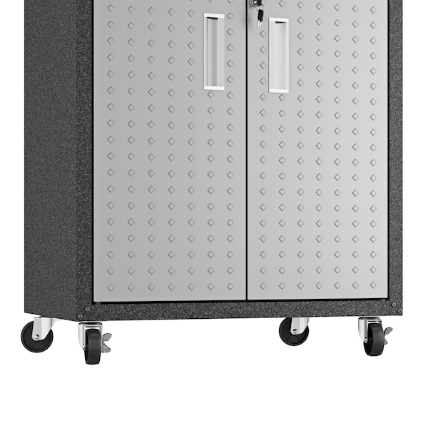 Manhattan Comfort Fortress 1.0 Mobile Garage Cabinet, Gray, Steel - 14GMC