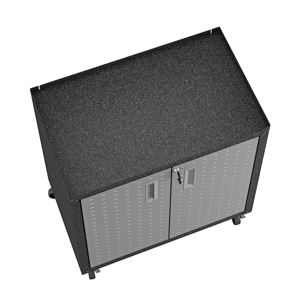 Manhattan Comfort Fortress 1.0 Mobile Garage Cabinet, Gray, Steel - 14GMC