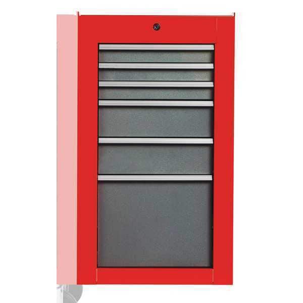 Proto 550S Series Side Cabinet, 6 Drawer, Red/Gray, Steel, 19 in W x 25-1/4 in D x 34 in H - J551934-6SG-SC