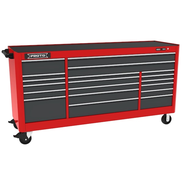 Proto 550 Series Rolling Tool Cabinet, 19 Drawer, Red/Gray, 88 in W x 27 in D x 46 in H - J558846B-19SG