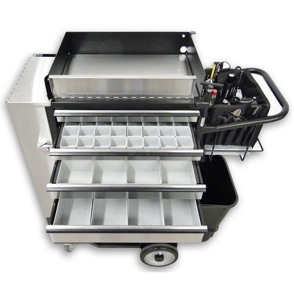 Flexcart FC-100 Rolling Cabinet, 7 Drawer, Black, Stainless Steel, 14-1/4 in W x 37-1/2 in D x 45 in H - FC100-ECSS-WT