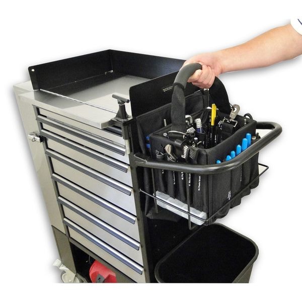 Flexcart FC-100 Rolling Cabinet, 7 Drawer, Black, Stainless Steel, 14-1/4 in W x 37-1/2 in D x 45 in H - FC100-ECSS-WT