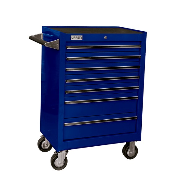 Urrea Roller Cabinet, 7 Drawer, Blue, Steel, 27 in W x 39 in D x 18 in H - X27M7A