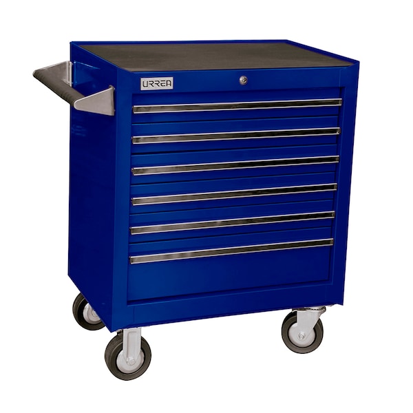Urrea Roller Cabinet, 6 Drawer, Blue, Steel, 27 in W x 37 in D x 18 in H - X27M6A
