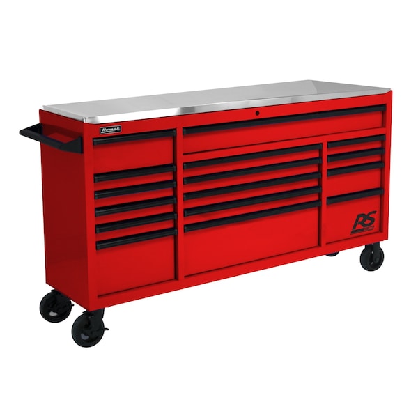 Homak RS Pro 72IN 16drawer bottom with SS Top-Red - RD04072164