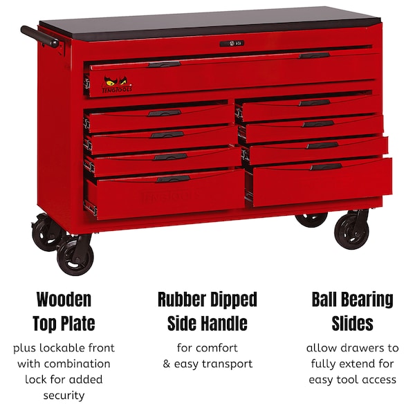Teng Tools 8 Series Roller Cabinet, 9 Drawer, 53 in W - TCW809NU