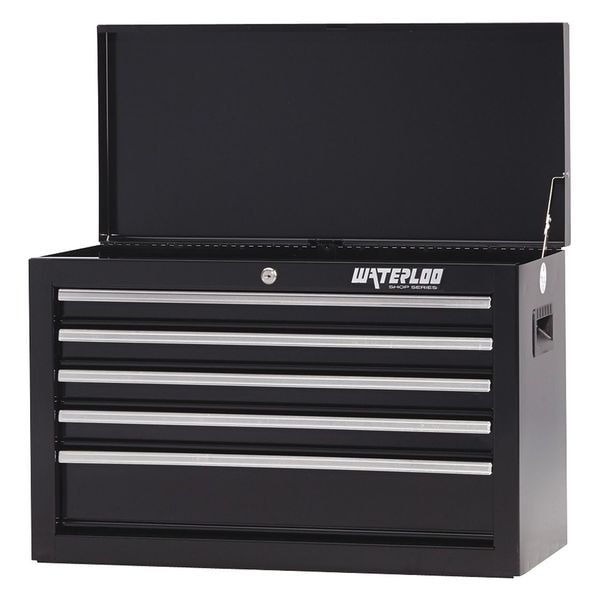 Waterloo Shop Top chest, 5 Drawer, Black, Steel, 26 in W x 12 in D x 17-1/2 in H - SCH-265BK-B