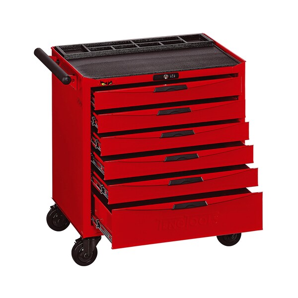 Teng Tools 8 Series Roller Cabinet, 6 Drawer, Red, Steel, 26 in W x 18 in D x 30 in H - TCW806NU