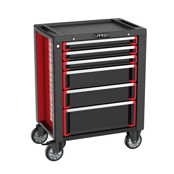 Urrea HD-Series Roller Cabinet, 6 Drawer, Red, Steel, 28 in W x 36 in D x 18 in H - HD28M6