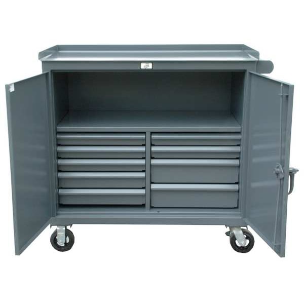 Strong Hold Rolling Tool Cabinet, 9 Drawer, Gray, Steel, 49 in W x 25 in D x 47 in H - 4.4-TC-241-9/5DB