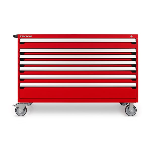 Tekton Rolling Tool Cabinet, 7 Drawer, Red, Steel, 60 in W x 27 in D x 41-1/2 in H - OCL63200SST