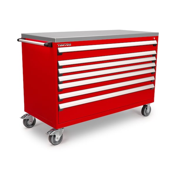 Tekton Rolling Tool Cabinet, 7 Drawer, Red, Steel, 60 in W x 27 in D x 41-1/2 in H - OCL63200SST