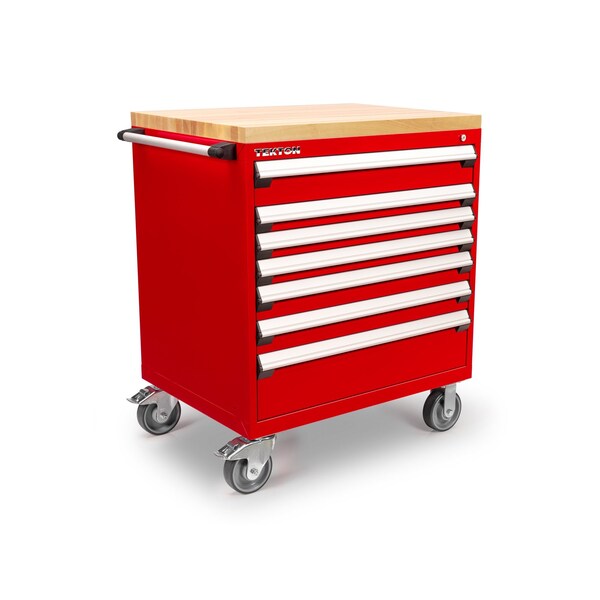 Tekton Rolling Tool Cabinet, 7 Drawer, Red, Steel, 36 in W x 27 in D x 41-1/2 in H - OCL33200LWT