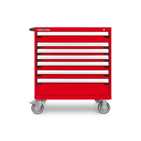 Tekton Rolling Tool Cabinet, 7 Drawer, Red, Steel, 36 in W x 27 in D x 41-1/2 in H - OCL33200LWT