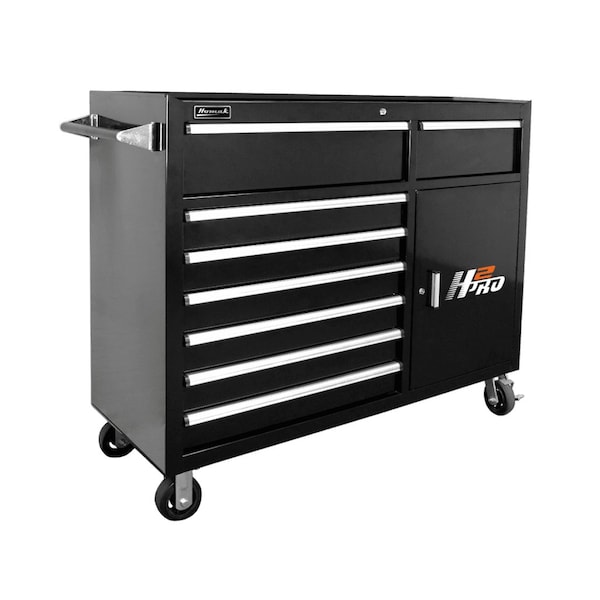 Homak 56in H2Pro  8 Drawer w/ 2 Drawer Comp Roller - Black - BK04056082