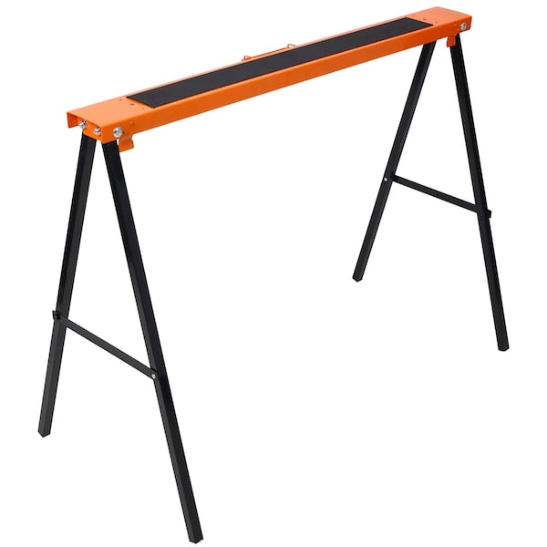 Wrightmaster Heavy Duty Steel Saw Horses 2 Pack, Folding Portable Workhorse, 275 lbs Capacity, Orange - ZR-P199517