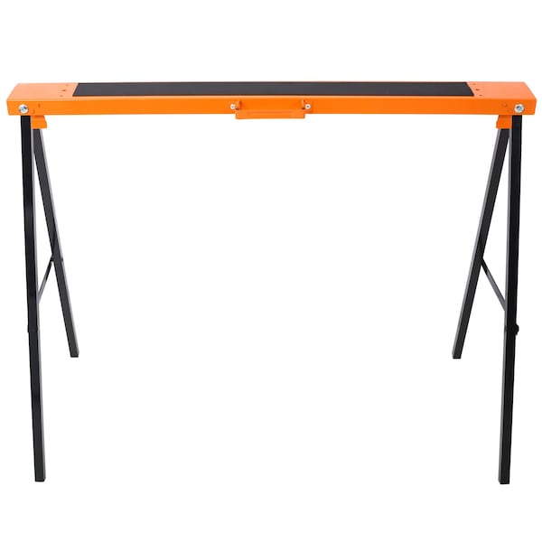 Wrightmaster Heavy Duty Steel Saw Horses 2 Pack, Folding Portable Workhorse, 275 lbs Capacity, Orange - ZR-P199517