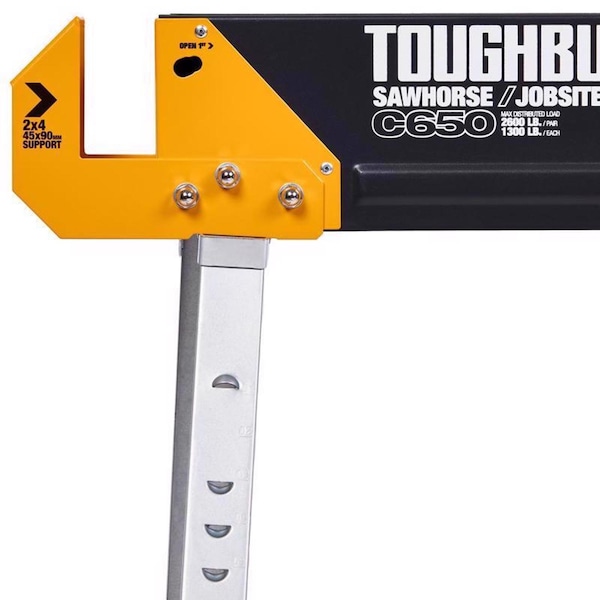 Toughbuilt ToughBuilt 32.09 in. H X 42.40 in. W X 27.36 in. D Adjustable Folding Sawhorse 1300 lb. cap. 1 pc - TB-C650-0BES
