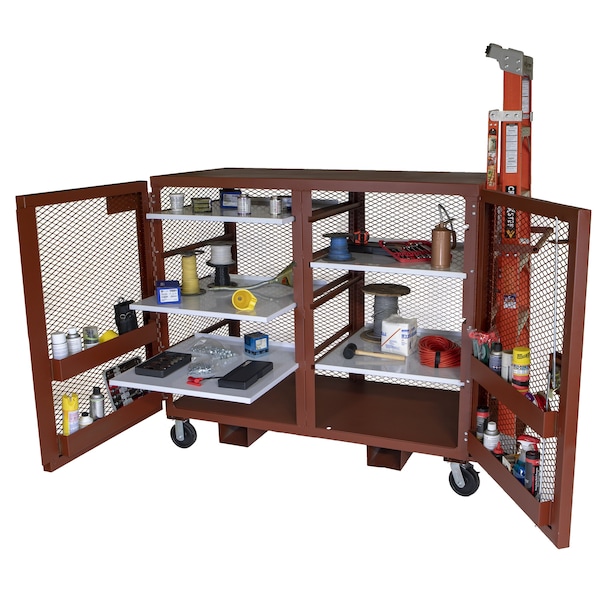 Crescent Jobox Mesh Cabinet, Brown, 65 in W x 33 in D x 55 in H - 1-400990