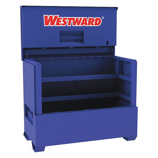 Westward WESTWARD Piano-Style Jobsite Box, Blue, 49.8 cu ft, 61" W x 35" D x 50" H - 499N10