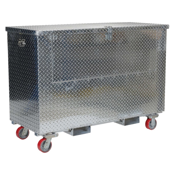 Vestil Portable Tool Box, Aluminum, 61" W x 26" D x 45" H, Added Fork Pockets, Fold Down Front & Casters - APTS-3660-CF-FD