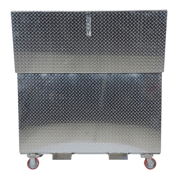 Vestil Portable Tool Box, Aluminum, 61" W x 26" D x 45" H, Added Fork Pockets, Fold Down Front & Casters - APTS-3660-CF-FD