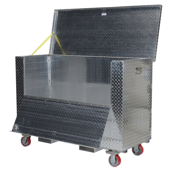 Vestil Portable Tool Box, Aluminum, 61" W x 26" D x 45" H, Added Fork Pockets, Fold Down Front & Casters - APTS-3660-CF-FD