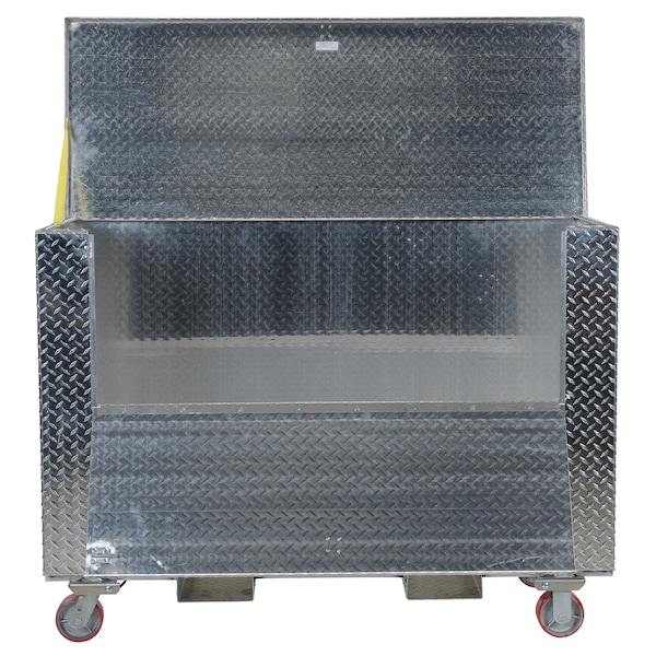 Vestil Portable Tool Box, Aluminum, 61" W x 26" D x 45" H, Added Fork Pockets, Fold Down Front & Casters - APTS-3660-CF-FD