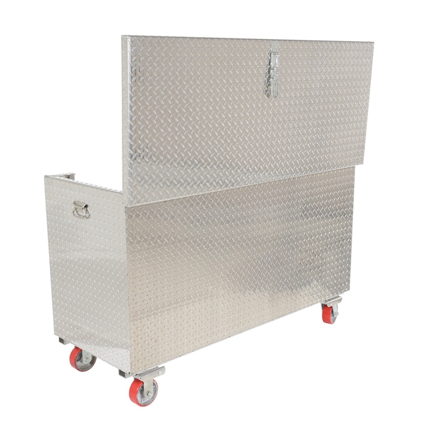 Vestil Portable Tool Box, Aluminum, 61" W x 26" D x 39" H, Added Fold Down Front & Casters - APTS-3060-C-FD