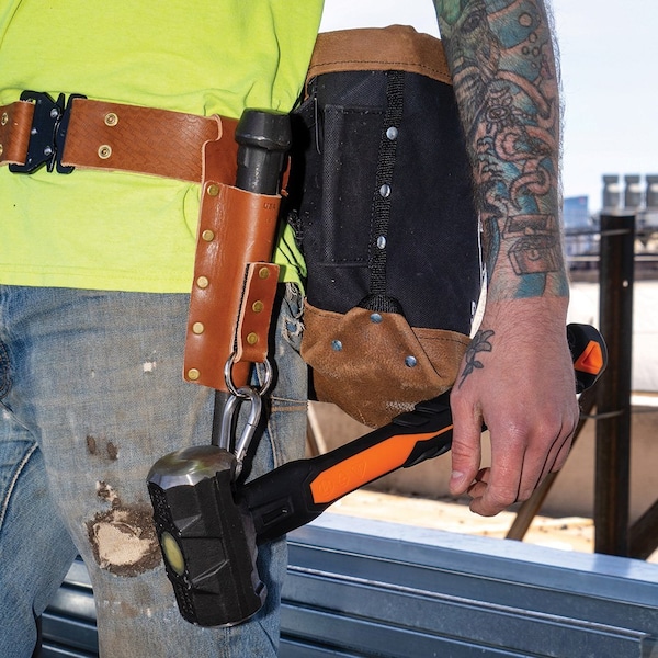 Klein Tools Belt, Toolbelt System, Ironworker, Complete, XL, Brown/Black, Leather, Steel, Brass, 9 Pockets - 5800IWBXL