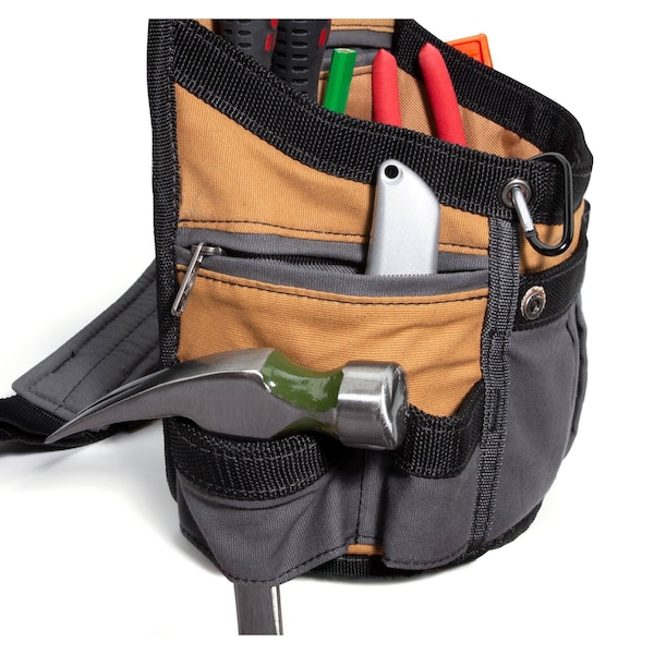 Dickies Large Utility Pouch w/Belt, 8 Pocket, Gray/Tan, Canvas, 8 Pockets - 57000