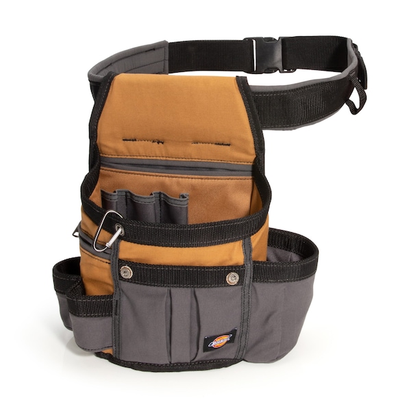 Dickies Large Utility Pouch w/Belt, 8 Pocket, Gray/Tan, Canvas, 8 Pockets - 57000