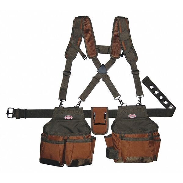 Bucket Boss Tool Belt, Air Lift Suspension Rig, 12 Pocket, 600 Poly Ripstop Fabric, 12 Pockets - 50100