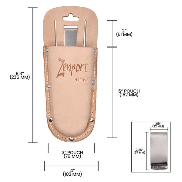 Zenport Leather Pruner Sheath with Belt Loop & Metal Clip, 3PK - HJ261
