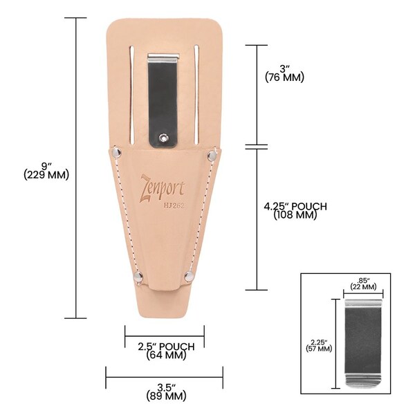 Zenport Leather Pruner Sheath with Belt Loop & Metal Clip, 3PK - HJ262
