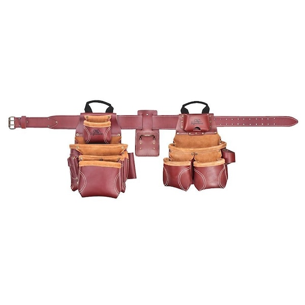 Custom Leathercraft Signature Elite Framer Tool Apron, 40 to 52 in Waist, 58 in L, Leather, Brown - 21455X