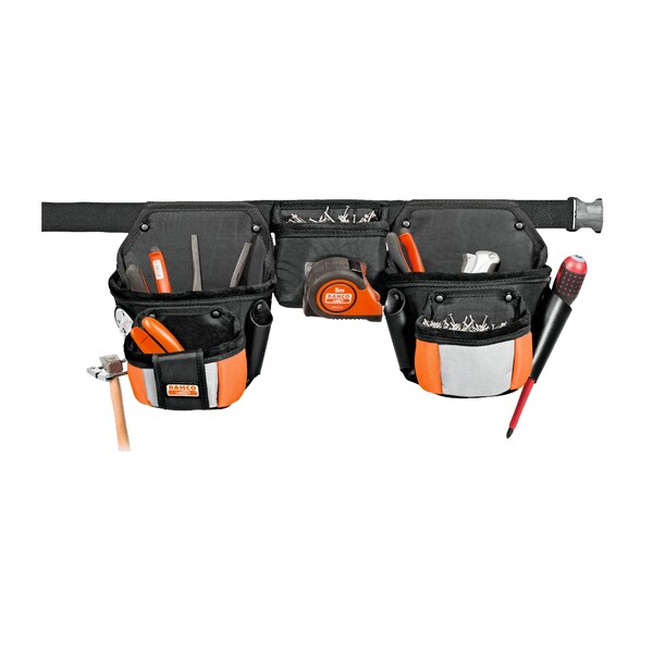 Bahco Tool Belt, Three Pouch Belt Set, Nylon, Polyester (Pouches), 5 Pockets - 4750-3PB-1