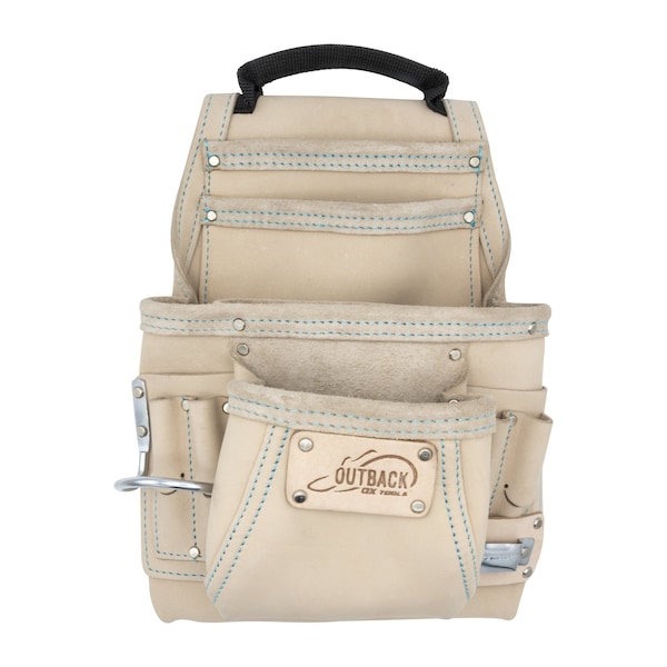 Ox Tools Pouch, White Leather 10-Pocket Tool Pouch w/ Speed Square Pocket, Leather - OX-P266810