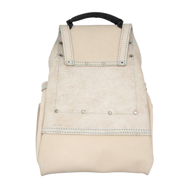 Ox Tools Pouch, White Leather 10-Pocket Tool Pouch w/ Speed Square Pocket, Leather - OX-P266810