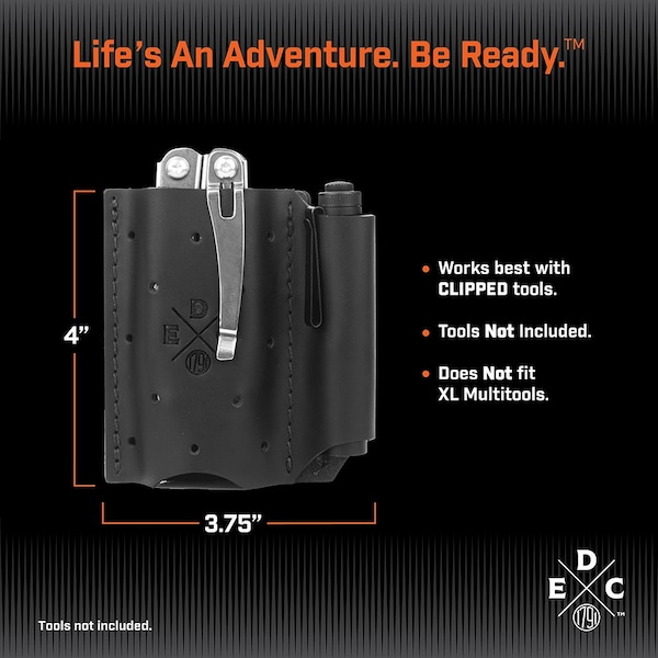 1791 Everyday Carry Leather Tool Pouch for Multitool, Pen / Pen Light, Cash / Cards & Action-Clip Belt Attachment - WEB-AC-DUO-BLK-A