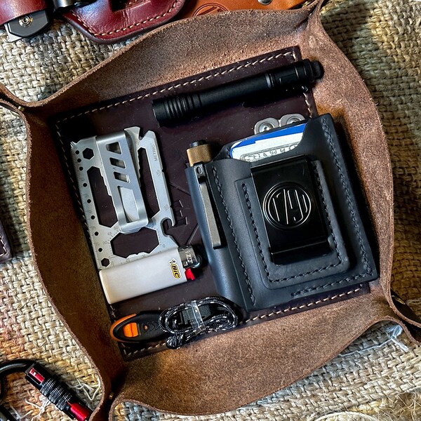 1791 Everyday Carry Leather Tool Pouch for Multitool, Pen / Pen Light, Cash / Cards & Action-Clip Belt Attachment - WEB-AC-DUO-BLK-A