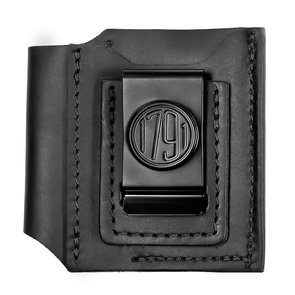 1791 Everyday Carry Leather Tool Pouch for Multitool, Pen / Pen Light, Cash / Cards & Action-Clip Belt Attachment - WEB-AC-DUO-BLK-A