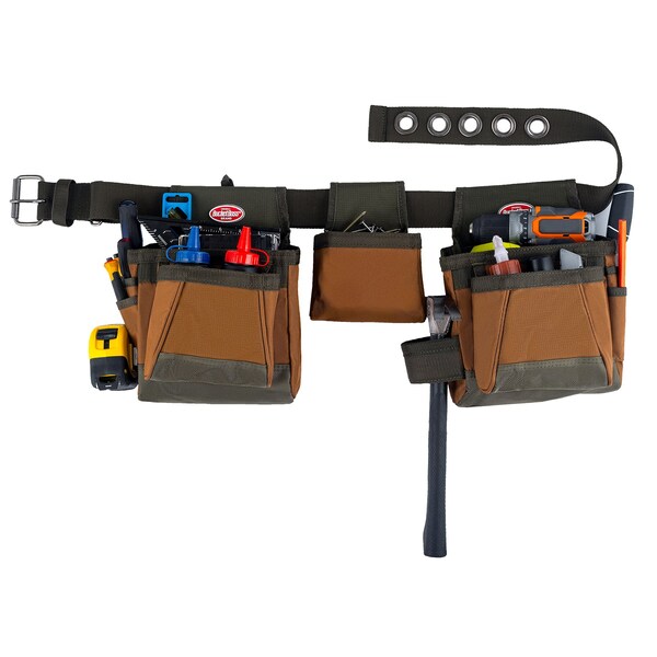 Bucket Boss Tool Belt, Handymans Rig, 11 Pocket, 600 Poly Ripstop Fabric, 11 Pockets - 50250