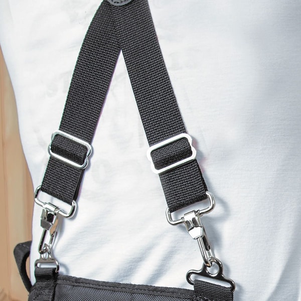 Klein Tools Tool Suspenders, Modular Tool Belt, Black, Cordura(R) Fabric - 55400