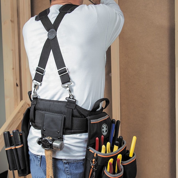 Klein Tools Tool Suspenders, Modular Tool Belt, Black, Cordura(R) Fabric - 55400