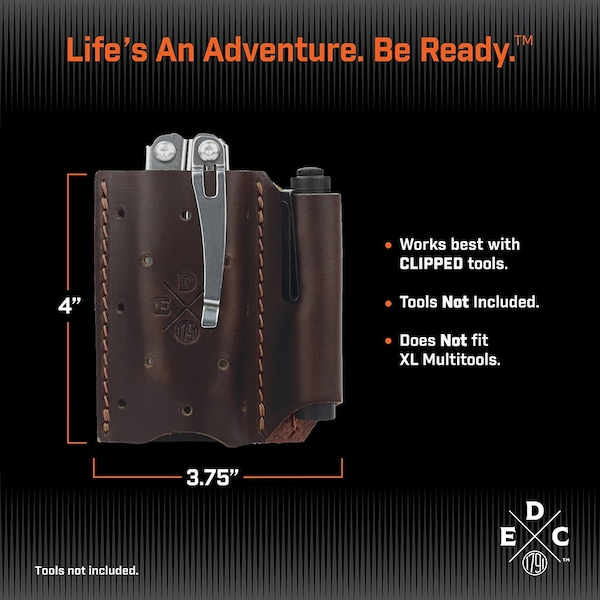 1791 Everyday Carry Leather Tool Pouch for Multitool, Pen / Pen Light, Cash / Cards & Action-Clip Belt Attachment - WEB-AC-DUO-BUR-A