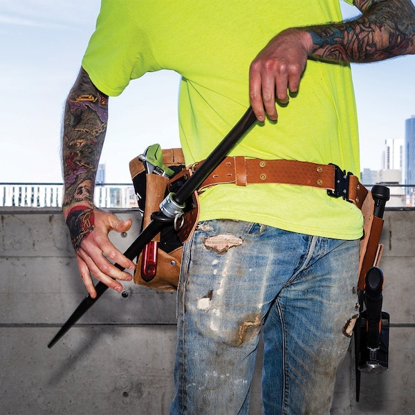Klein Tools Belt, Toolbelt System, Ironworker, Complete, L, Brown/Black, Leather, Steel, Brass, 9 Pockets - 5800IWBL